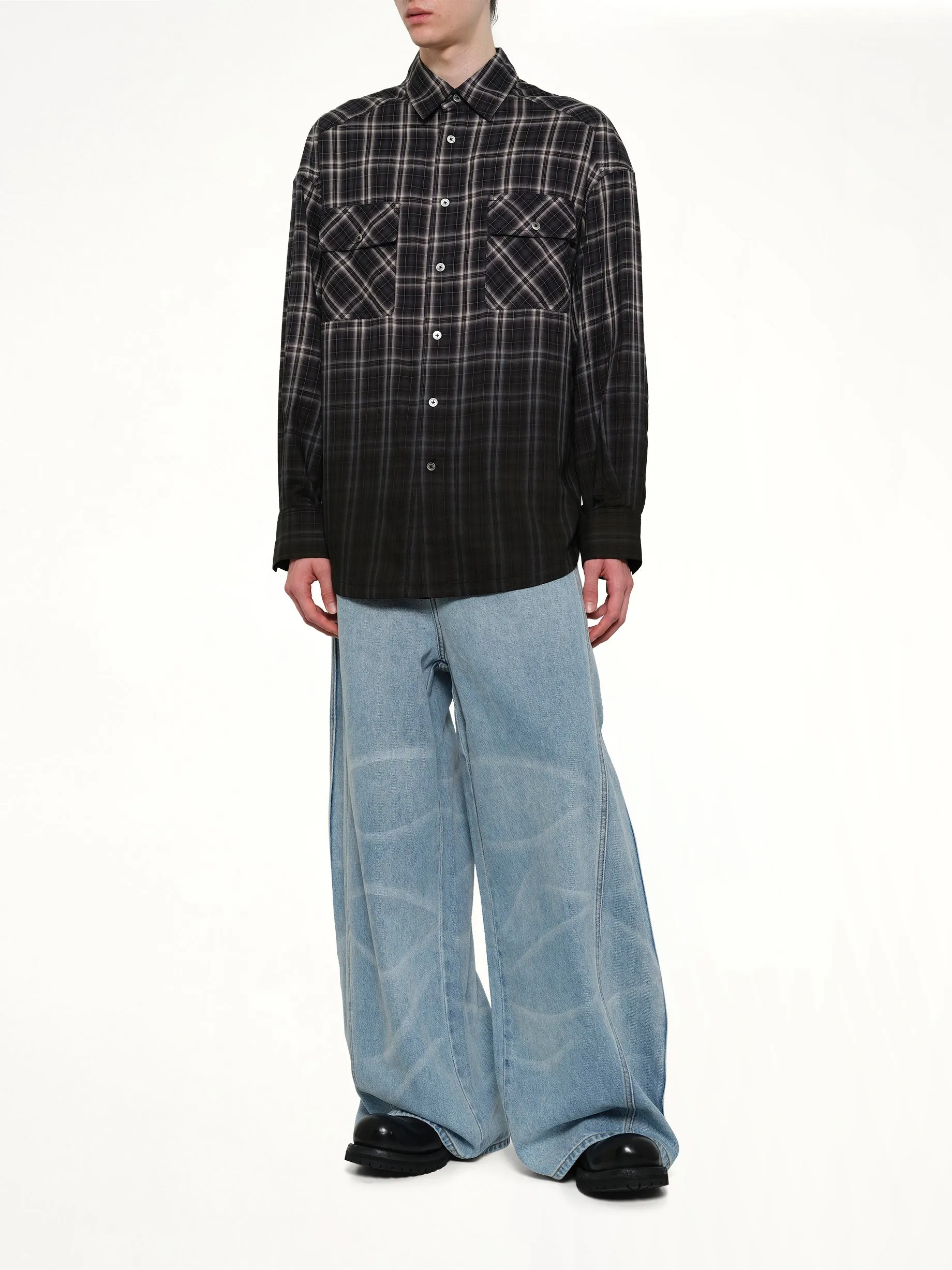 Check Workwear Shirt in Black sold by MARAIS product image thumbnail 4