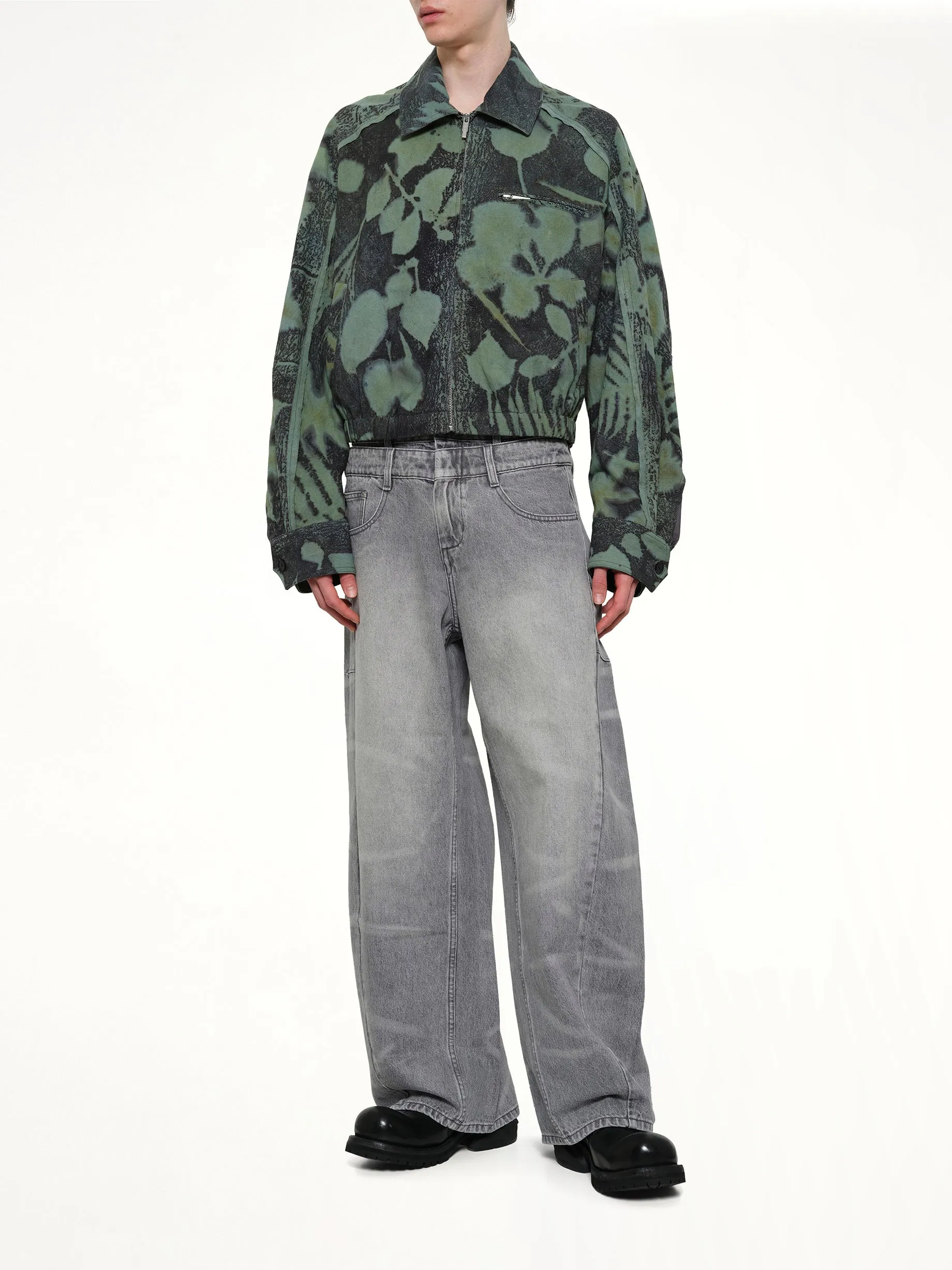 Plants Dye Cropped Jacket in Indigo Green sold by MARAIS product image thumbnail 4