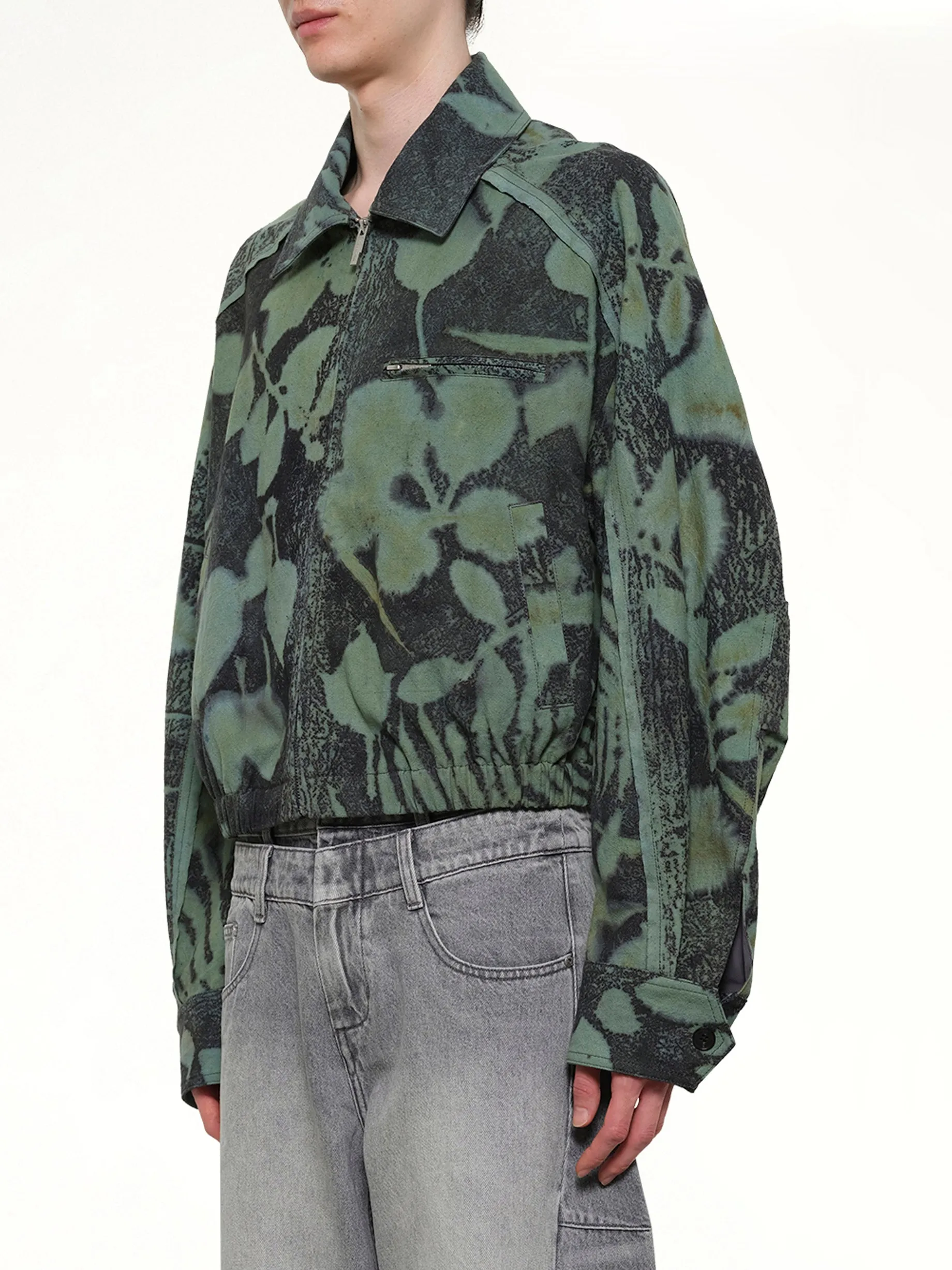 Plants Dye Cropped Jacket in Indigo Green sold by MARAIS product image thumbnail 3