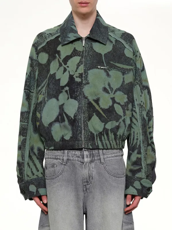 Plants Dye Cropped Jacket in Indigo Green made by Feng Chen Wang