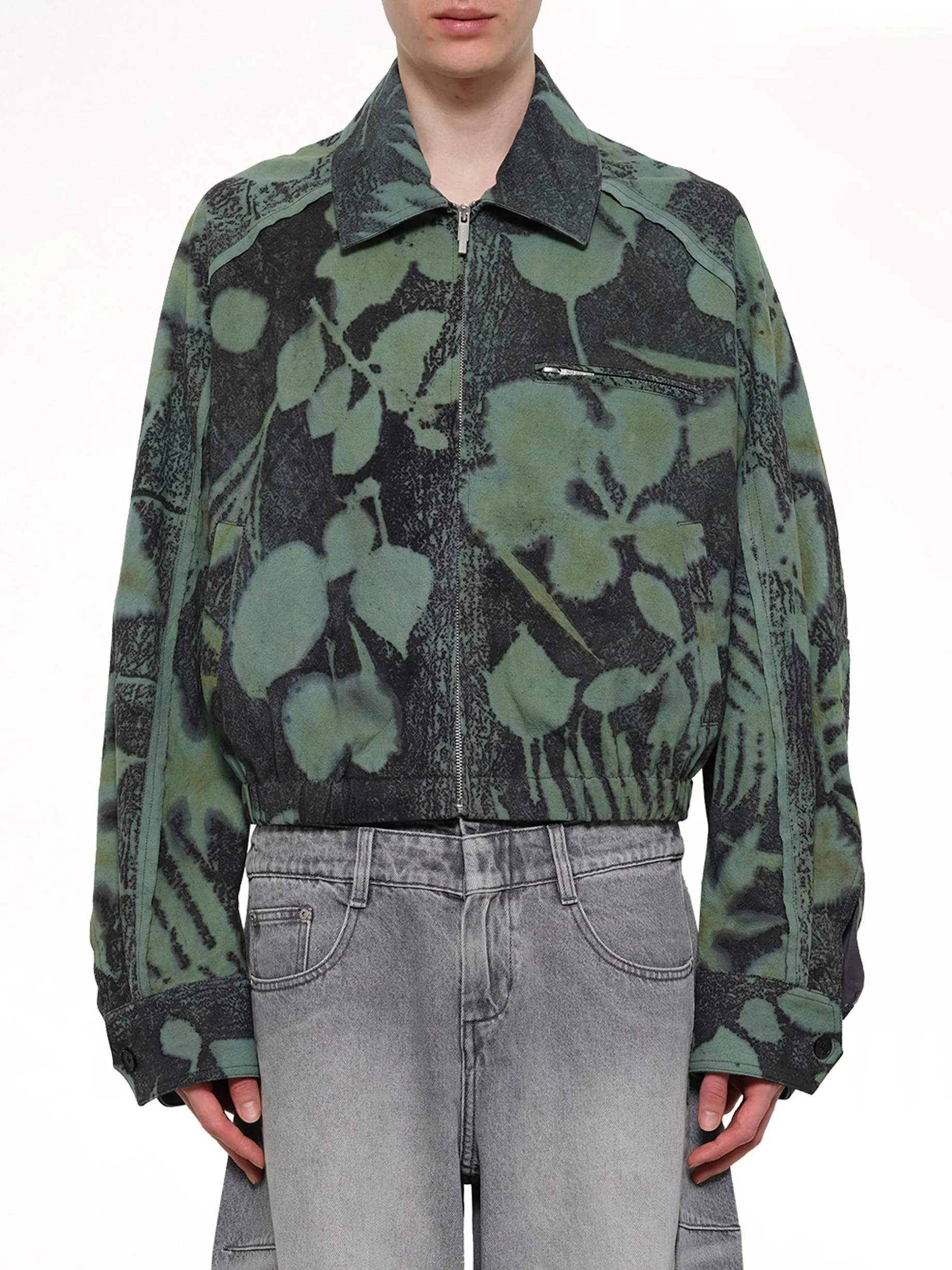 Plants Dye Cropped Jacket in Indigo Green sold by MARAIS