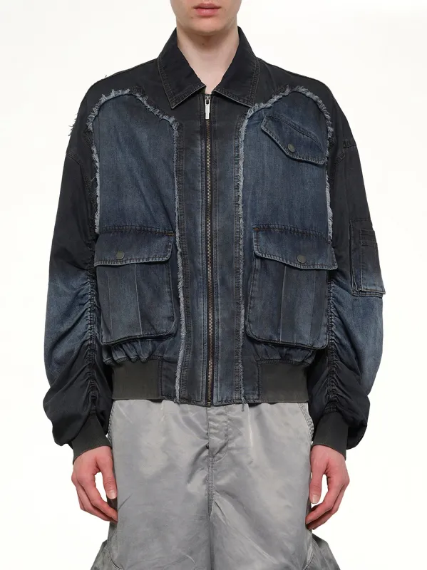 Indigo Gradient Denim Jacket in Blue/Black made by Feng Chen Wang