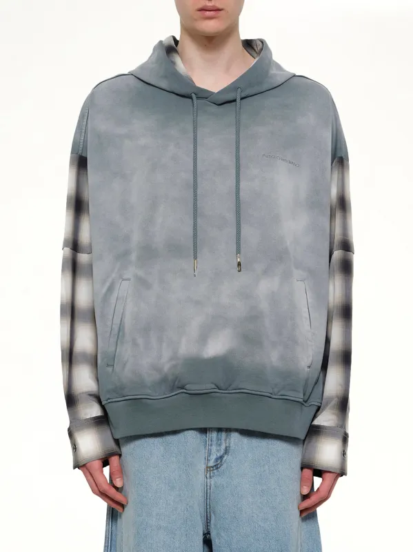 2 in 1 Check Hoodie in Grey made by Feng Chen Wang