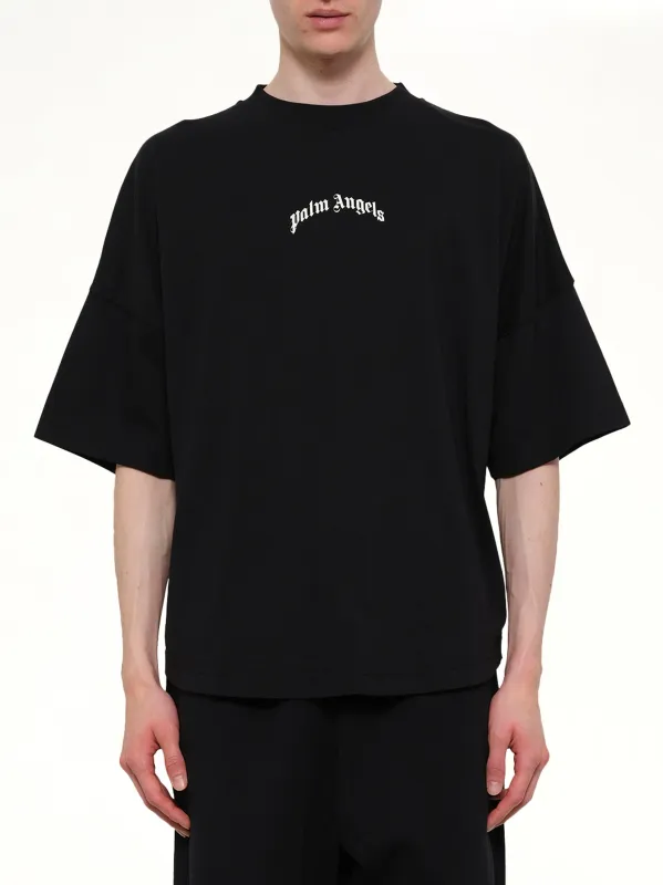 Classic Logo Over T-Shirt in Black/Off White made by Palm Angels