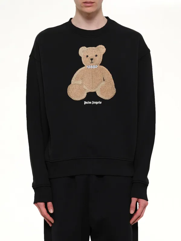 Bear Regular Sweatshirt in Black/Brown made by Palm Angels
