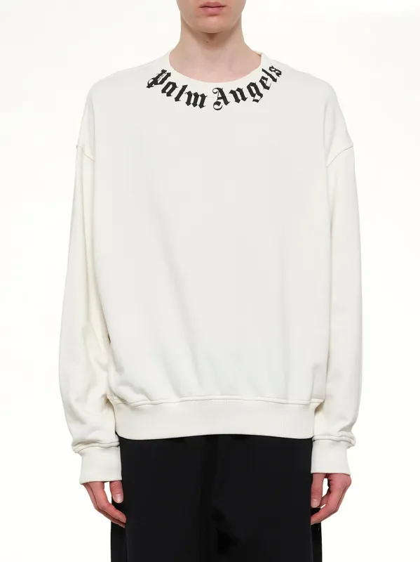 Neck Logo Regular Sweatshirt in Off White/Black made by Palm Angels