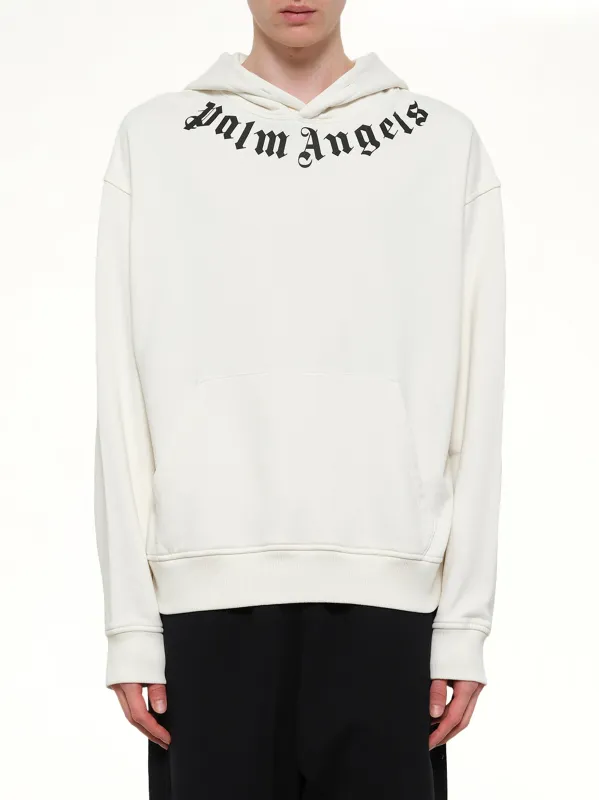 Neck Logo Regular Hoodie in Off White/Black made by Palm Angels