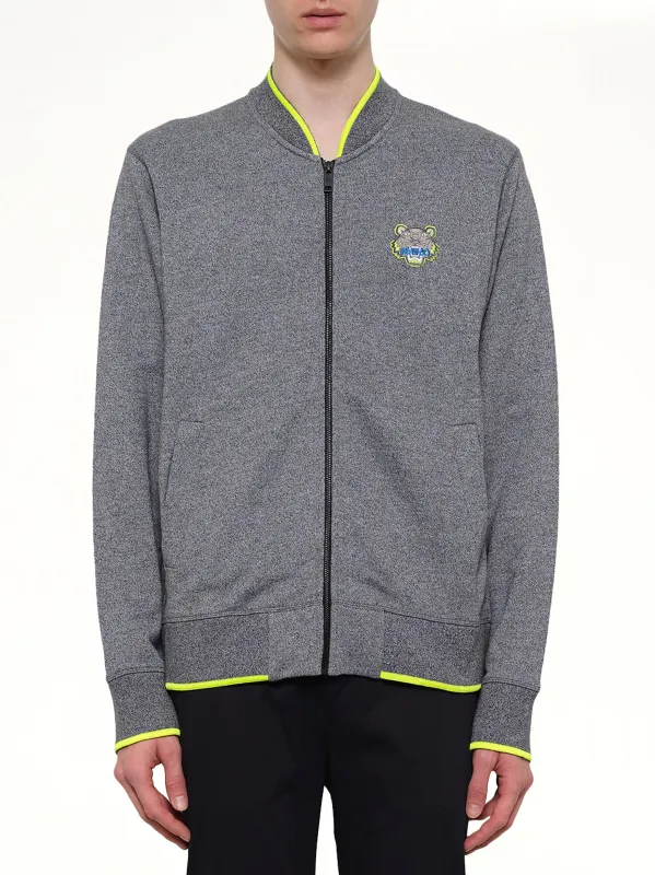 Tiger Zip Cardigan in Grey made by Kenzo