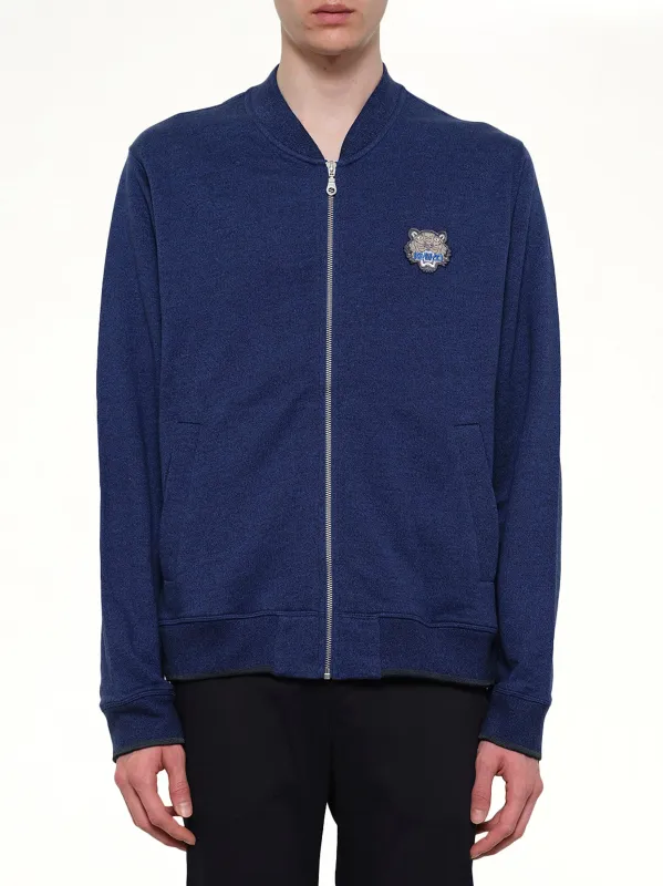 Tiger Zip Cardigan in Navy made by Kenzo