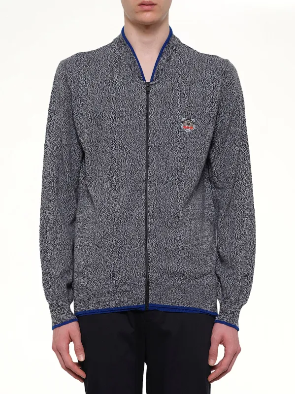 Tiger Zip Cardigan in Anthracite made by Kenzo