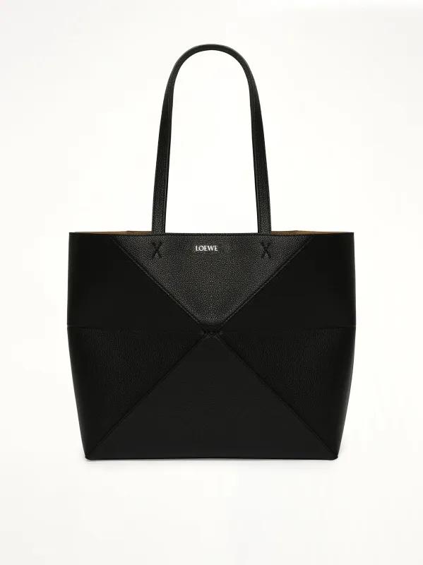 Puzzle Fold Tote Horizontal M in Black made by Loewe