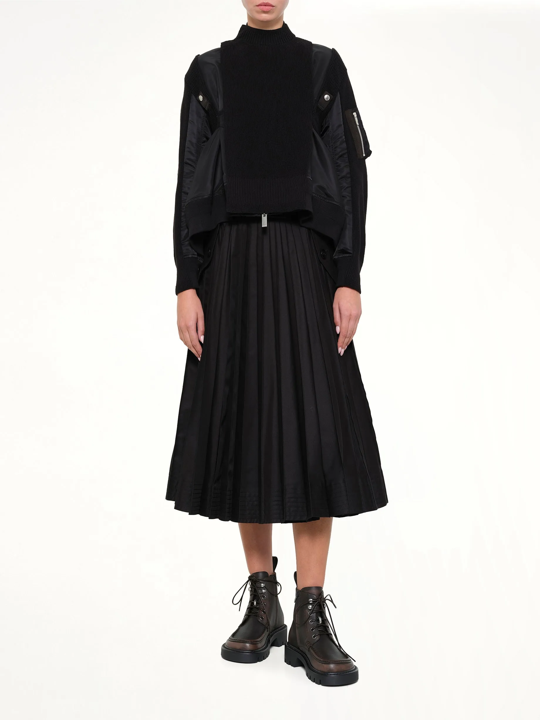 Nylon Twill x Knit Blouson in Black sold by MARAIS product image thumbnail 4