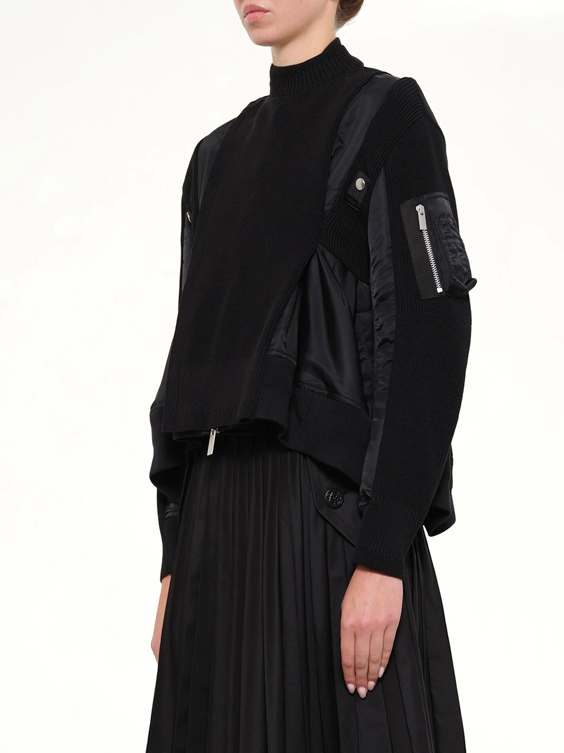 Nylon Twill x Knit Blouson in Black sold by MARAIS product image thumbnail 3