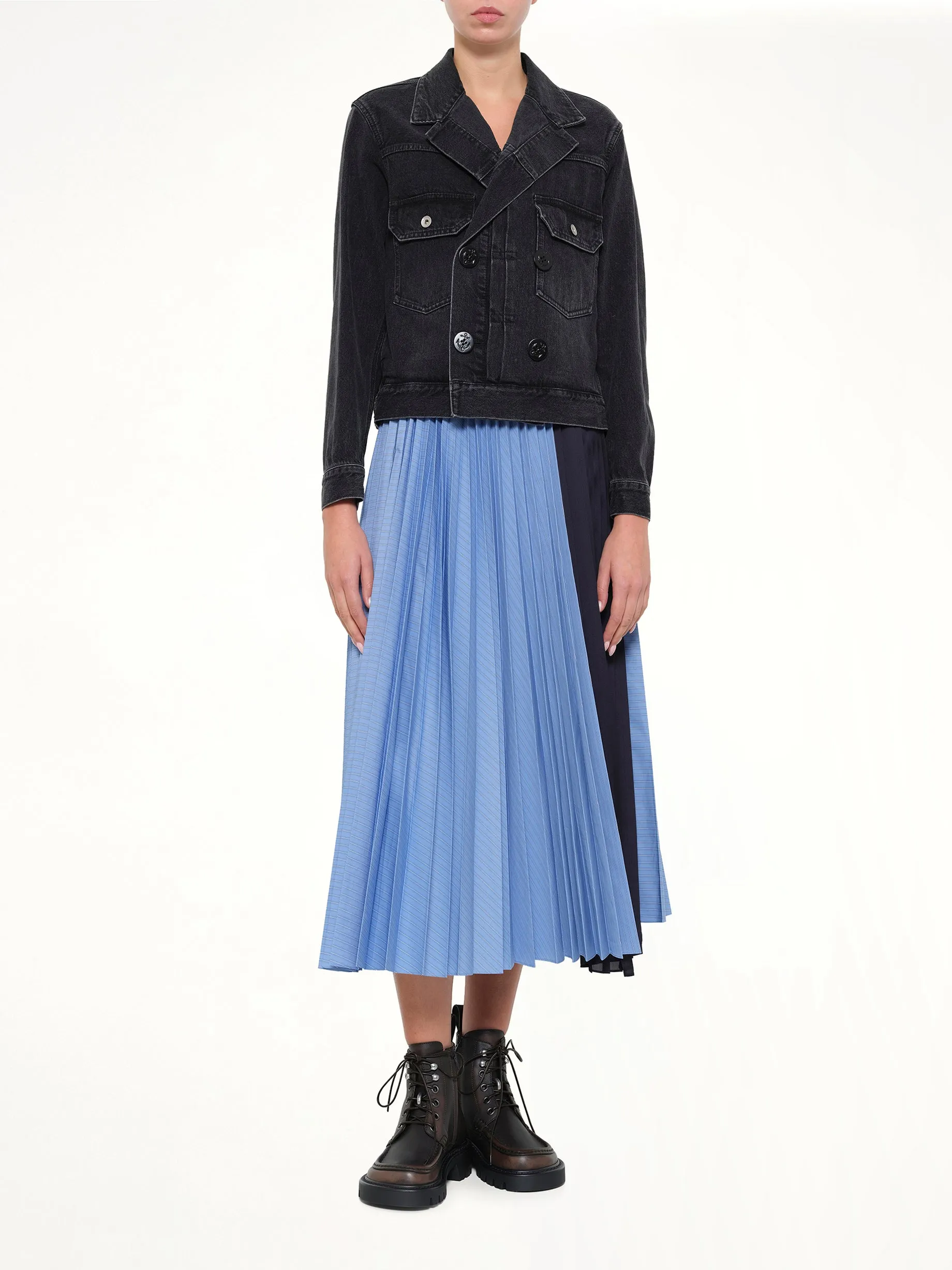 Double Breasted Denim Jacket in Black sold by MARAIS product image thumbnail 4