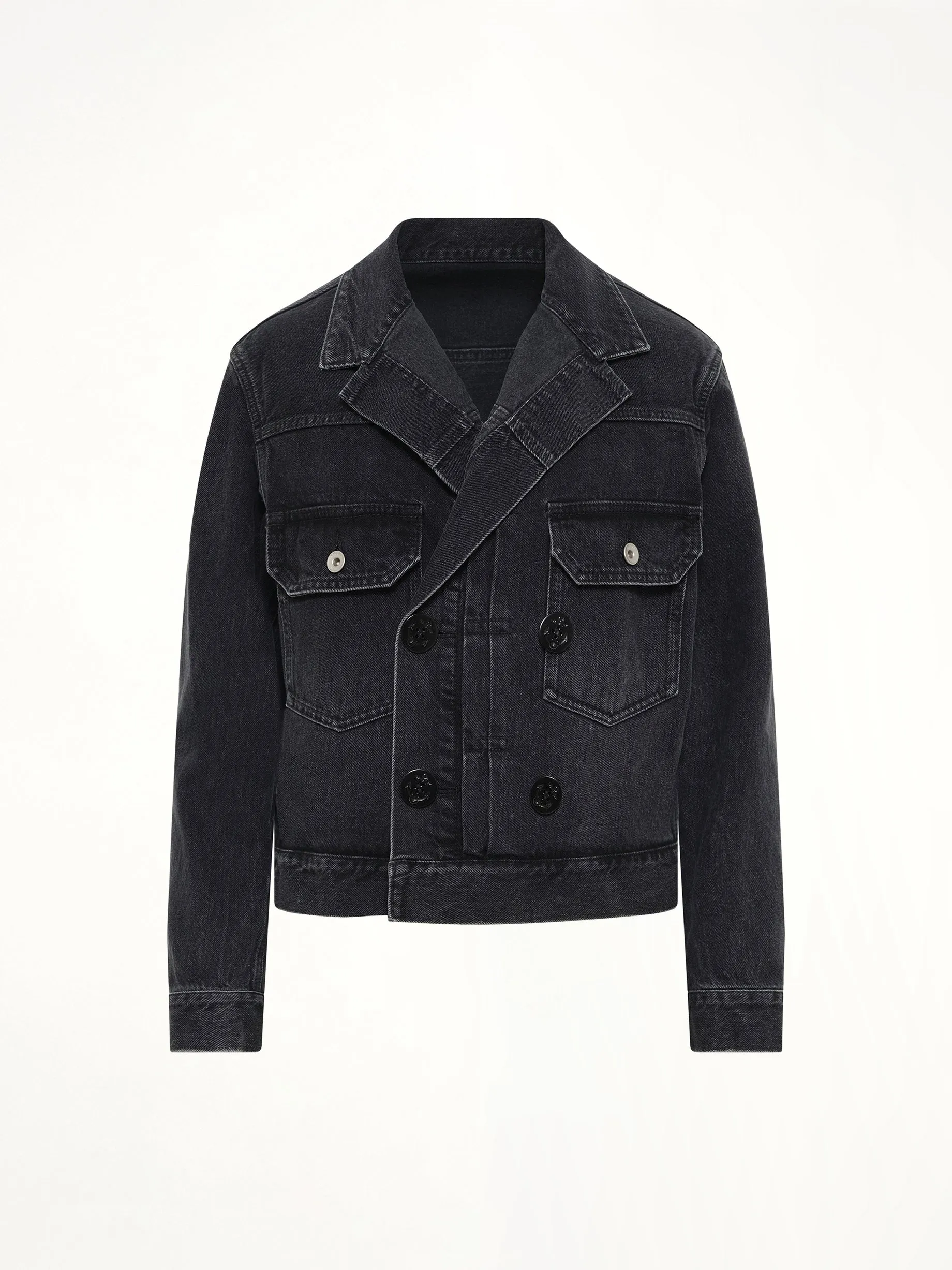 Double Breasted Denim Jacket in Black sold by MARAIS product image thumbnail 2