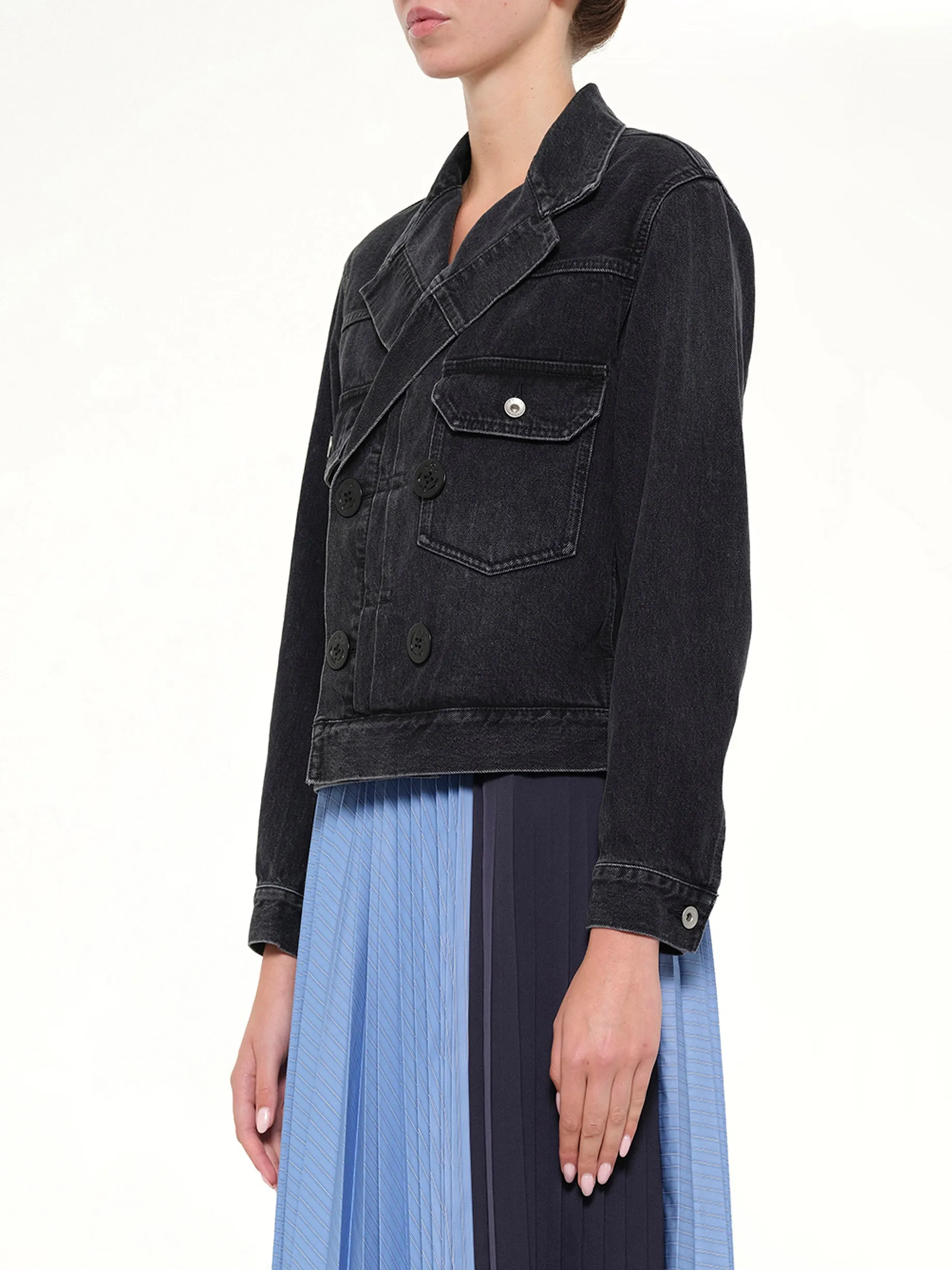 Double Breasted Denim Jacket in Black sold by MARAIS product image thumbnail 3