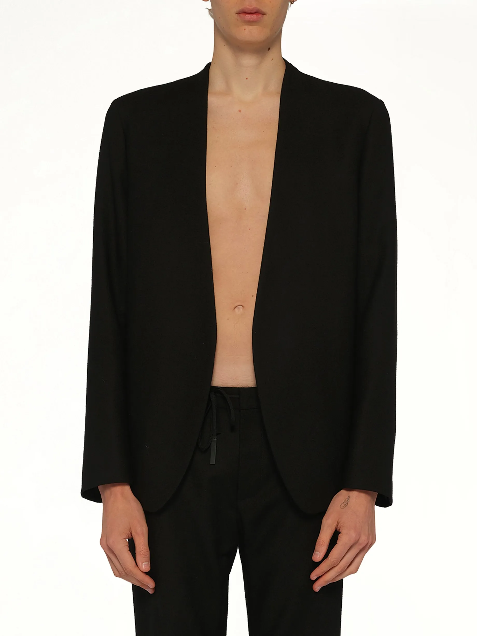 Collarless Jacket in Black sold by MARAIS