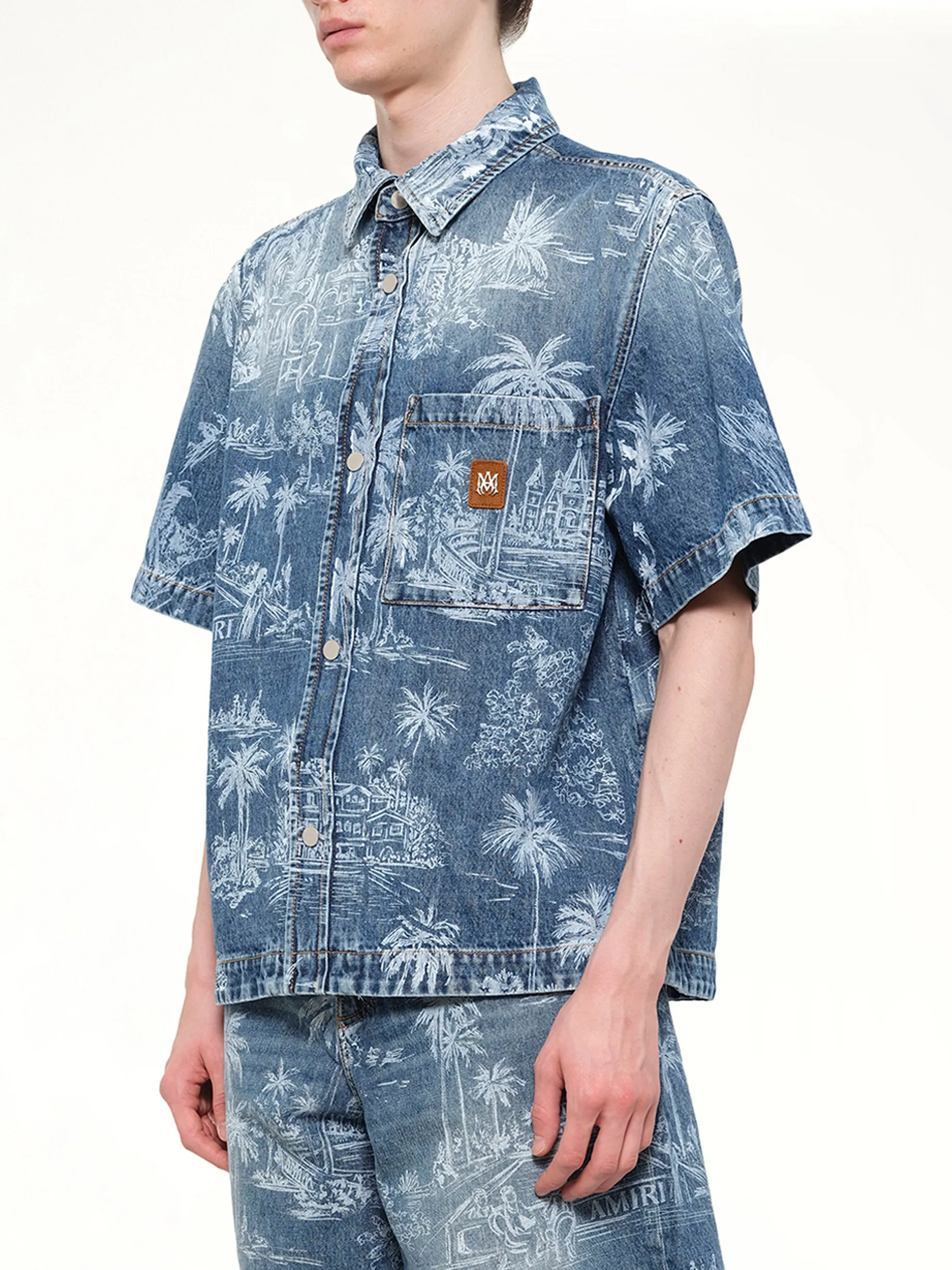 Chateau Palms Denim Shirt in Harbor Indigo sold by MARAIS product image thumbnail 3
