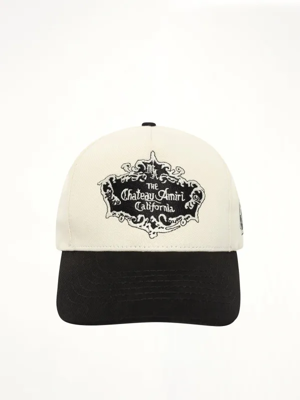 Chateau Crest Denim Hat in Black made by AMIRI