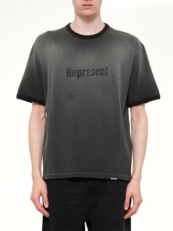 Represent Ringer T-Shirt in Stained Black made by Represent