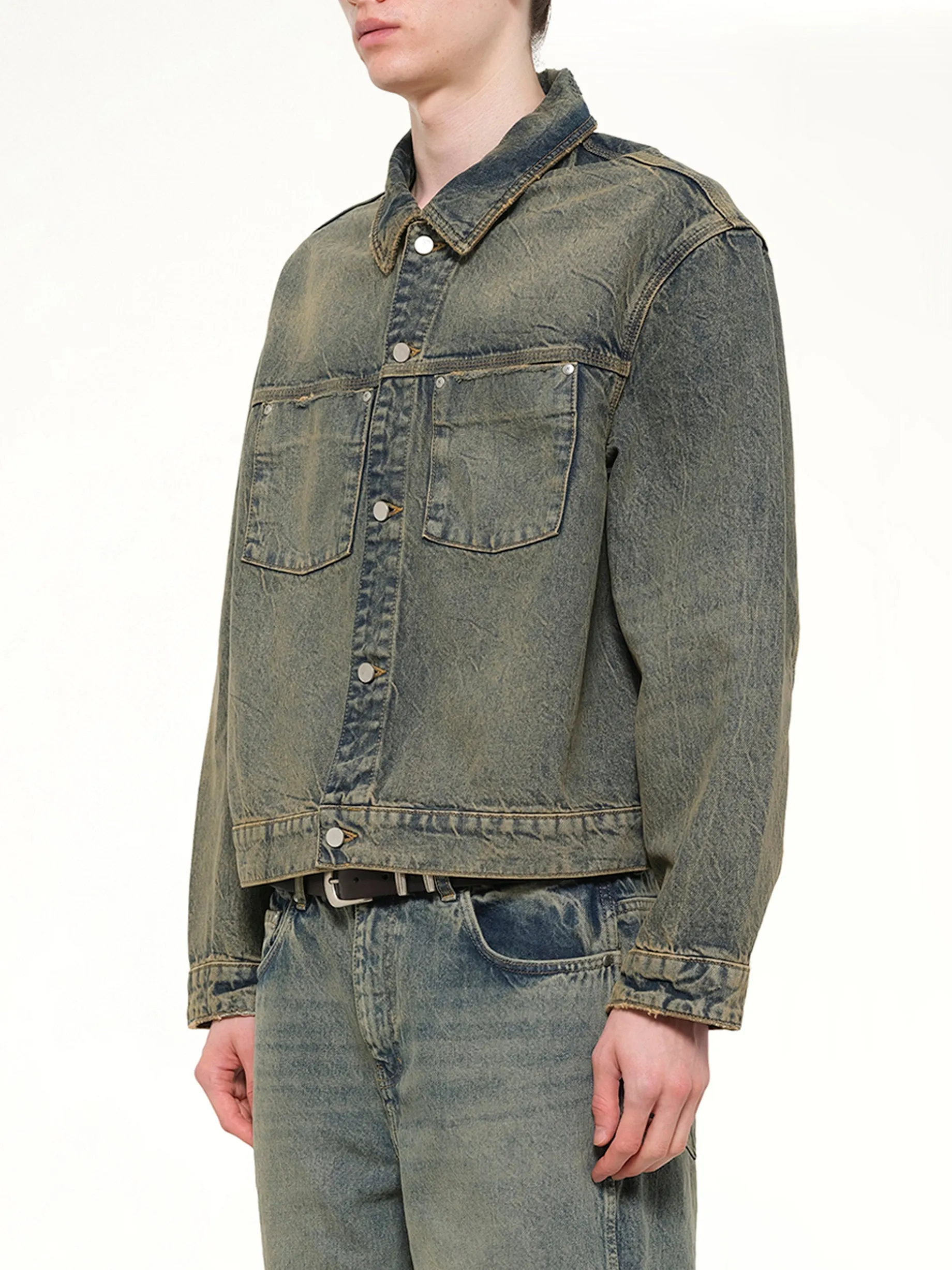 Denim Trucker in Blue Cream sold by MARAIS product image thumbnail 3