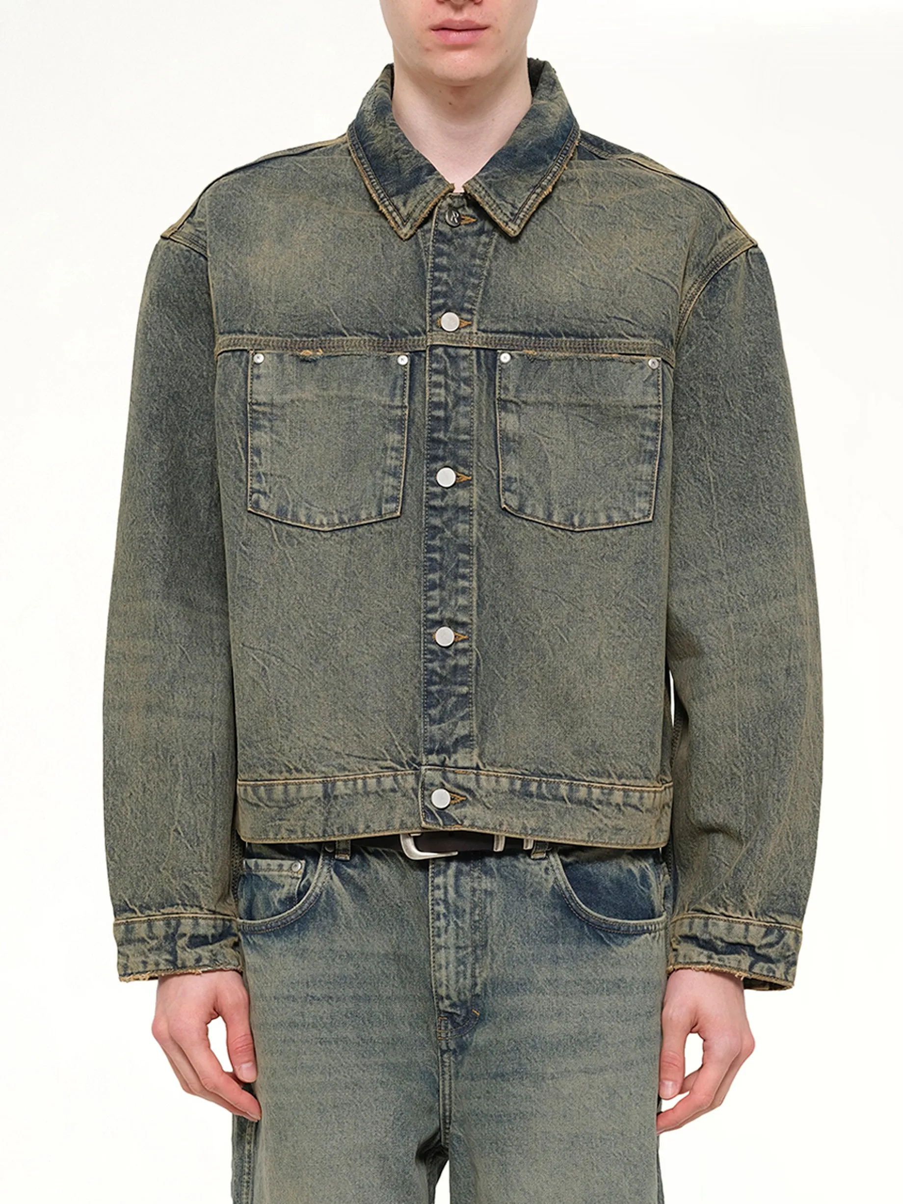 Denim Trucker in Blue Cream sold by MARAIS