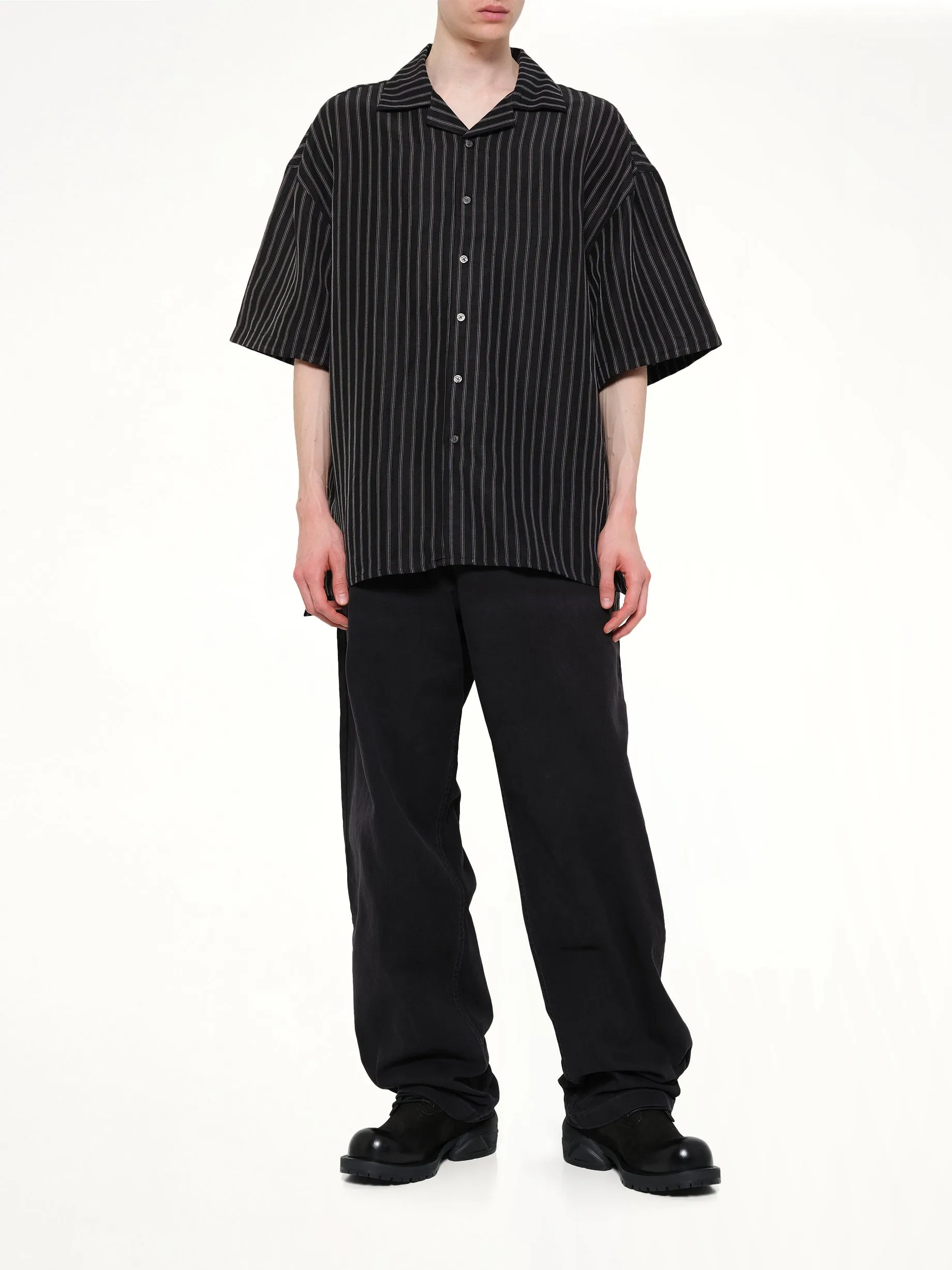 Camp Collar SS Shirt in Black/White Stripe sold by MARAIS product image thumbnail 4