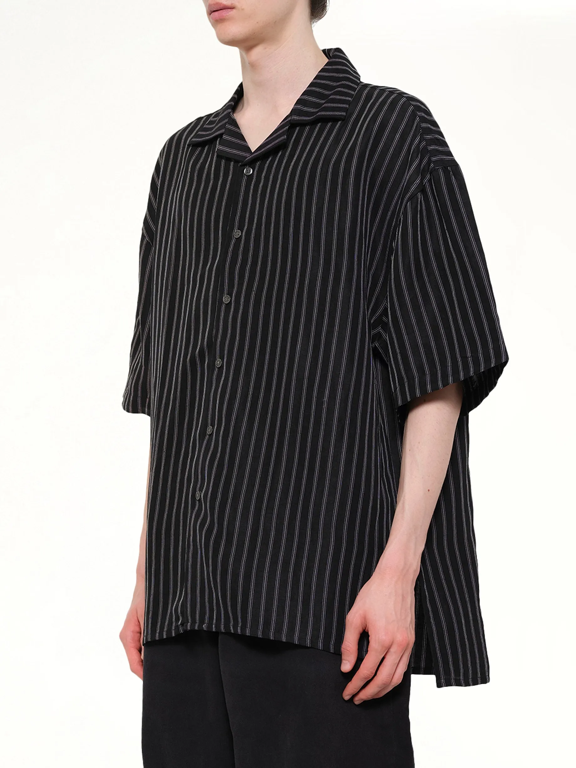 Camp Collar SS Shirt in Black/White Stripe sold by MARAIS product image thumbnail 3