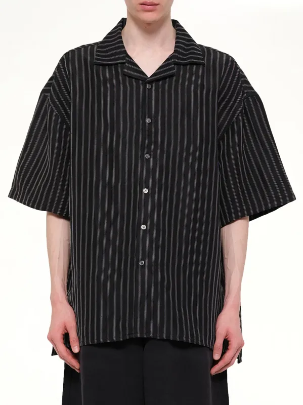 Camp Collar SS Shirt in Black/White Stripe made by Willy Chavarria