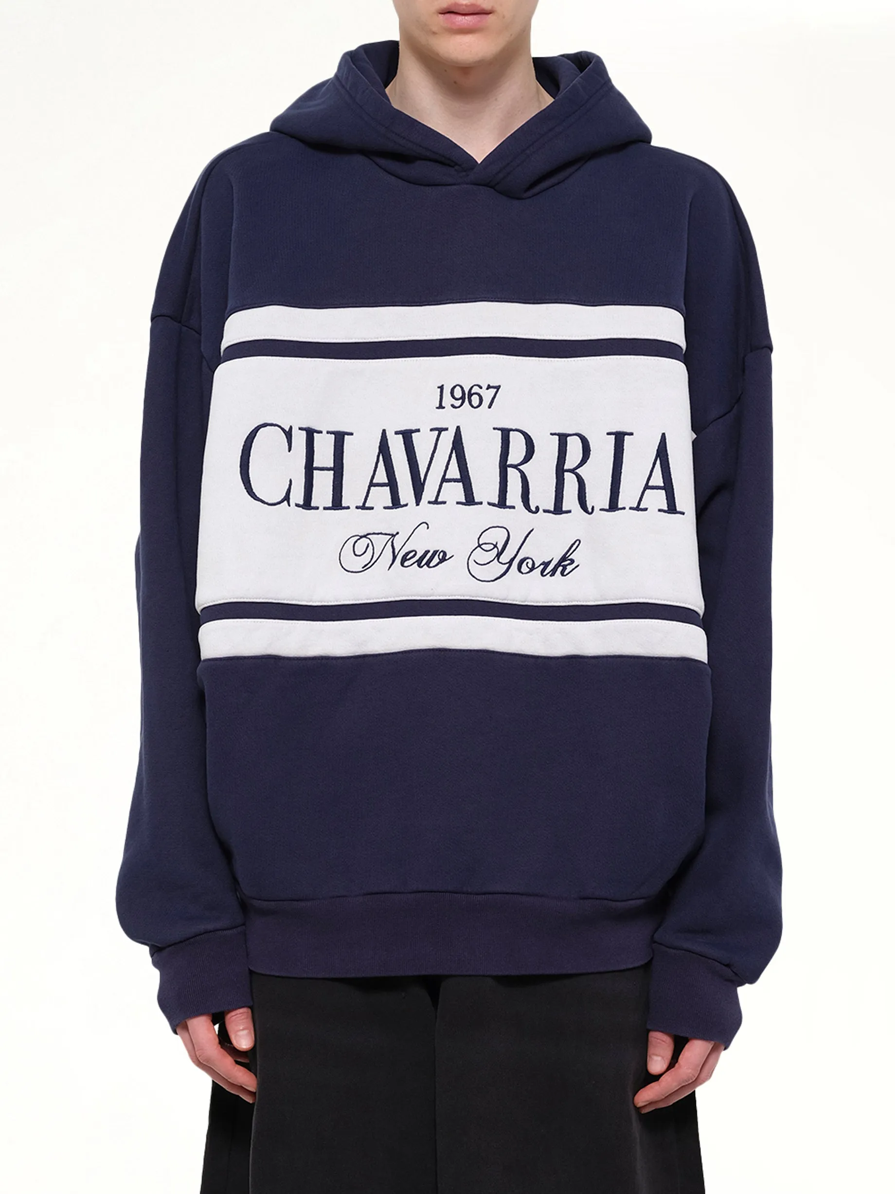 Chavarria Stripe Gilroy Hoodie in Peacoat sold by MARAIS