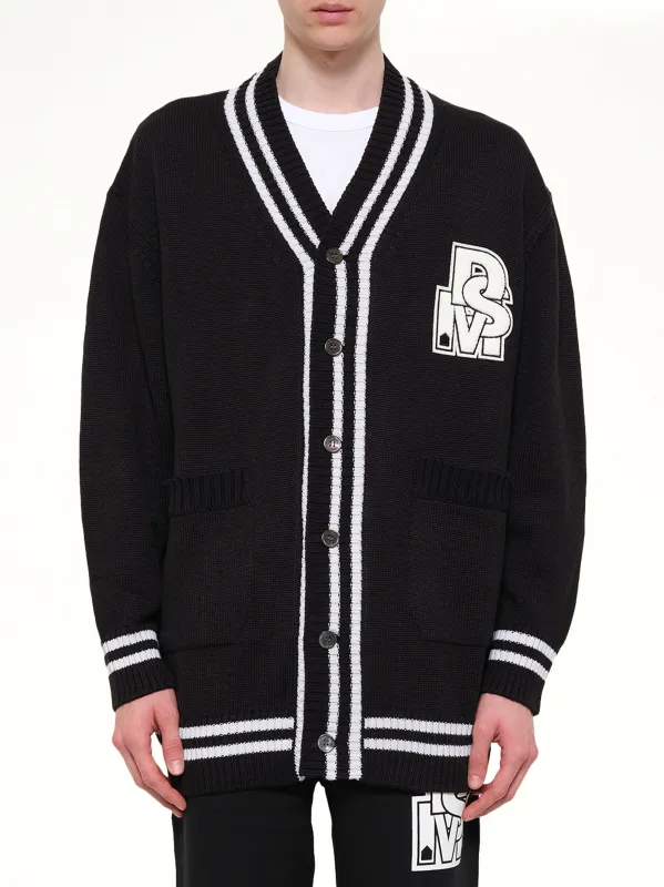 Oversized Cardigan with Patch in Black made by Dover Street Market