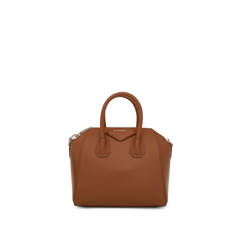 Mini Antigona Bag in Box Leather in Tan made by Givenchy