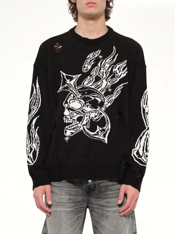 TC Chrome Skull Knit Sweater in Black made by Thug club