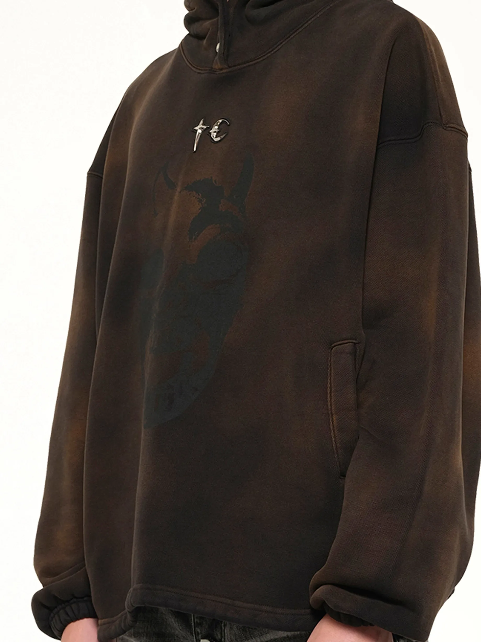TC Riding Skull Hoodie in Brown sold by MARAIS product image thumbnail 3