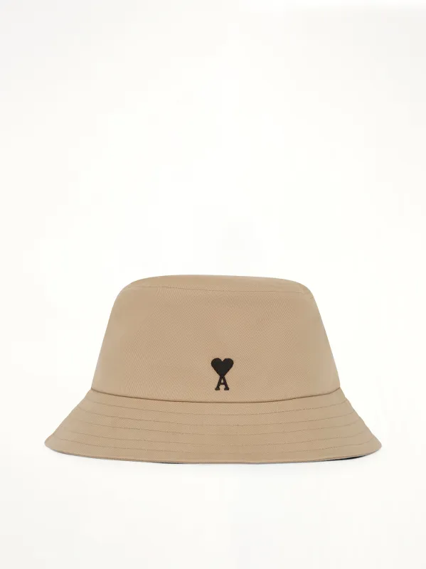 Black Ami De Coeur Bucket Hat in Beige Taupe made by Ami