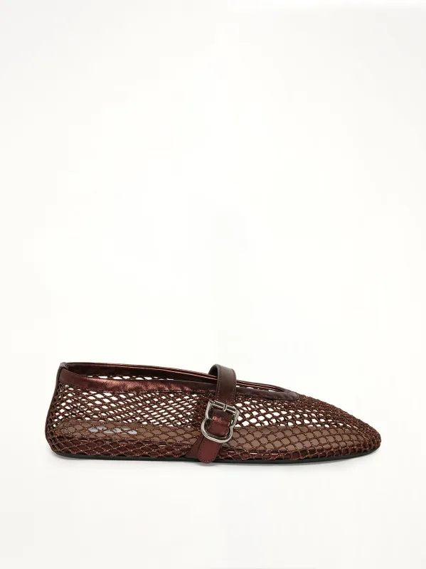 Ballet Fishnet Flats in Bronze made by Alaia