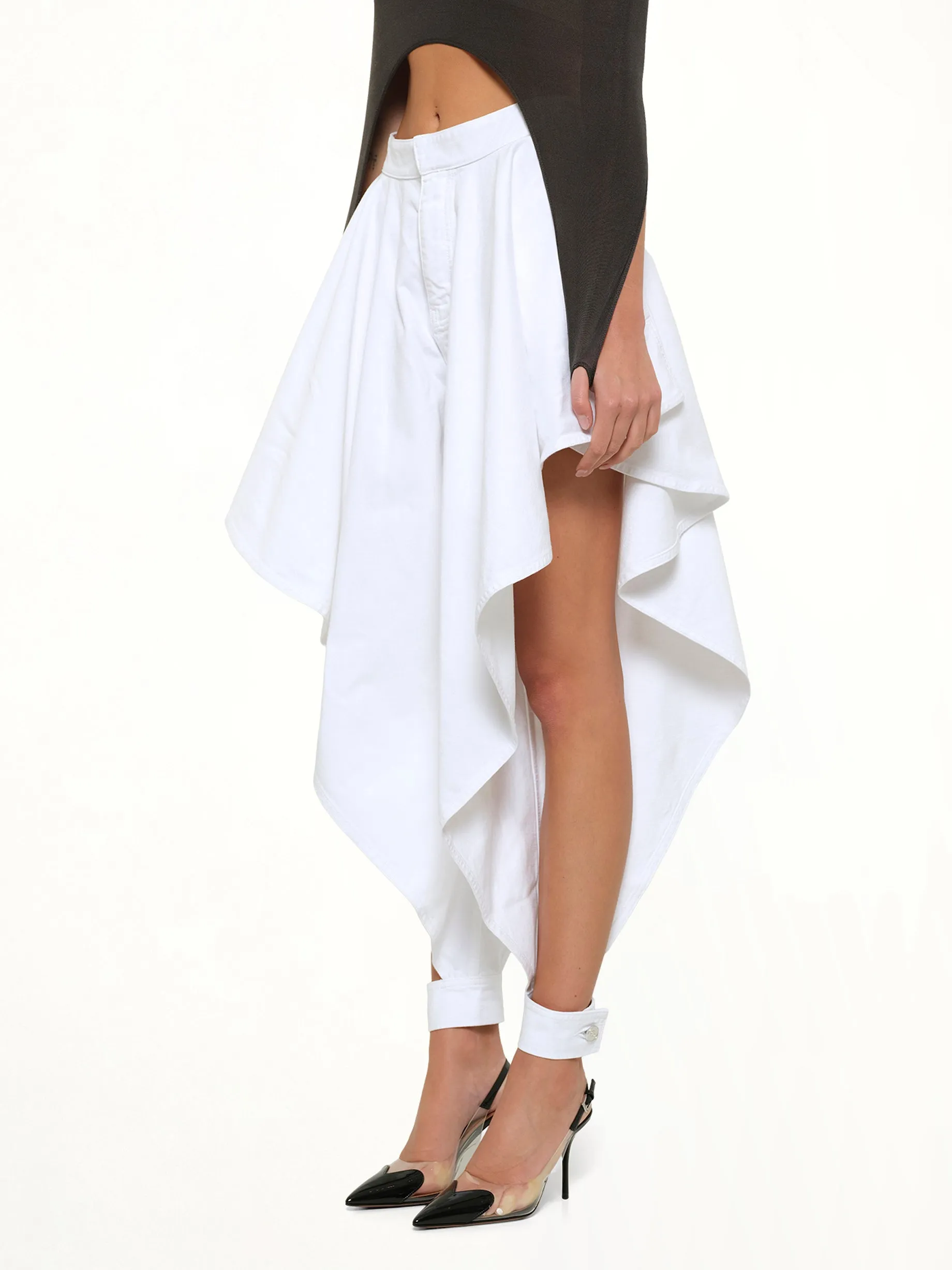 Panelled Pants in White Denim sold by MARAIS product image thumbnail 3