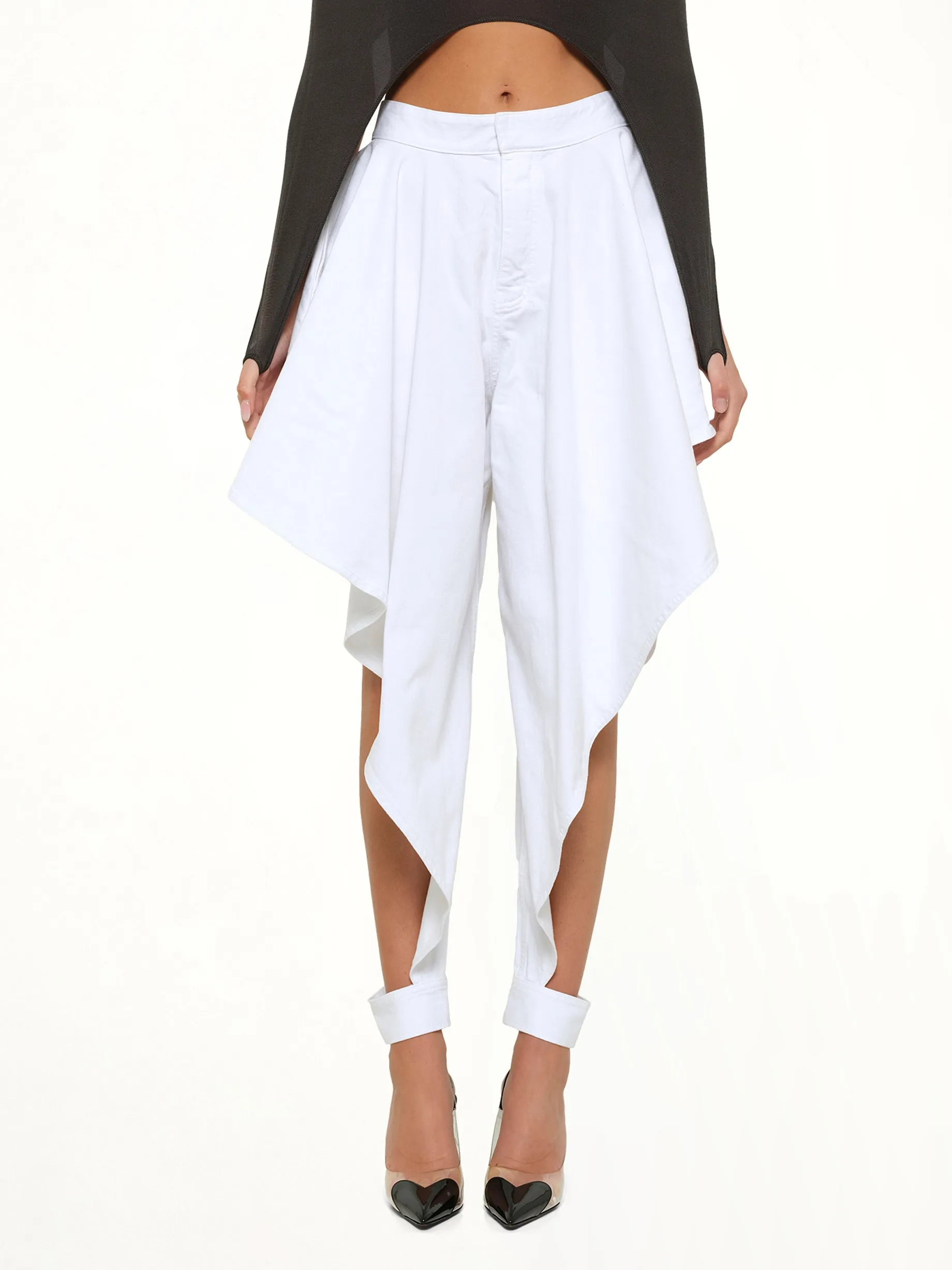 Panelled Pants in White Denim sold by MARAIS
