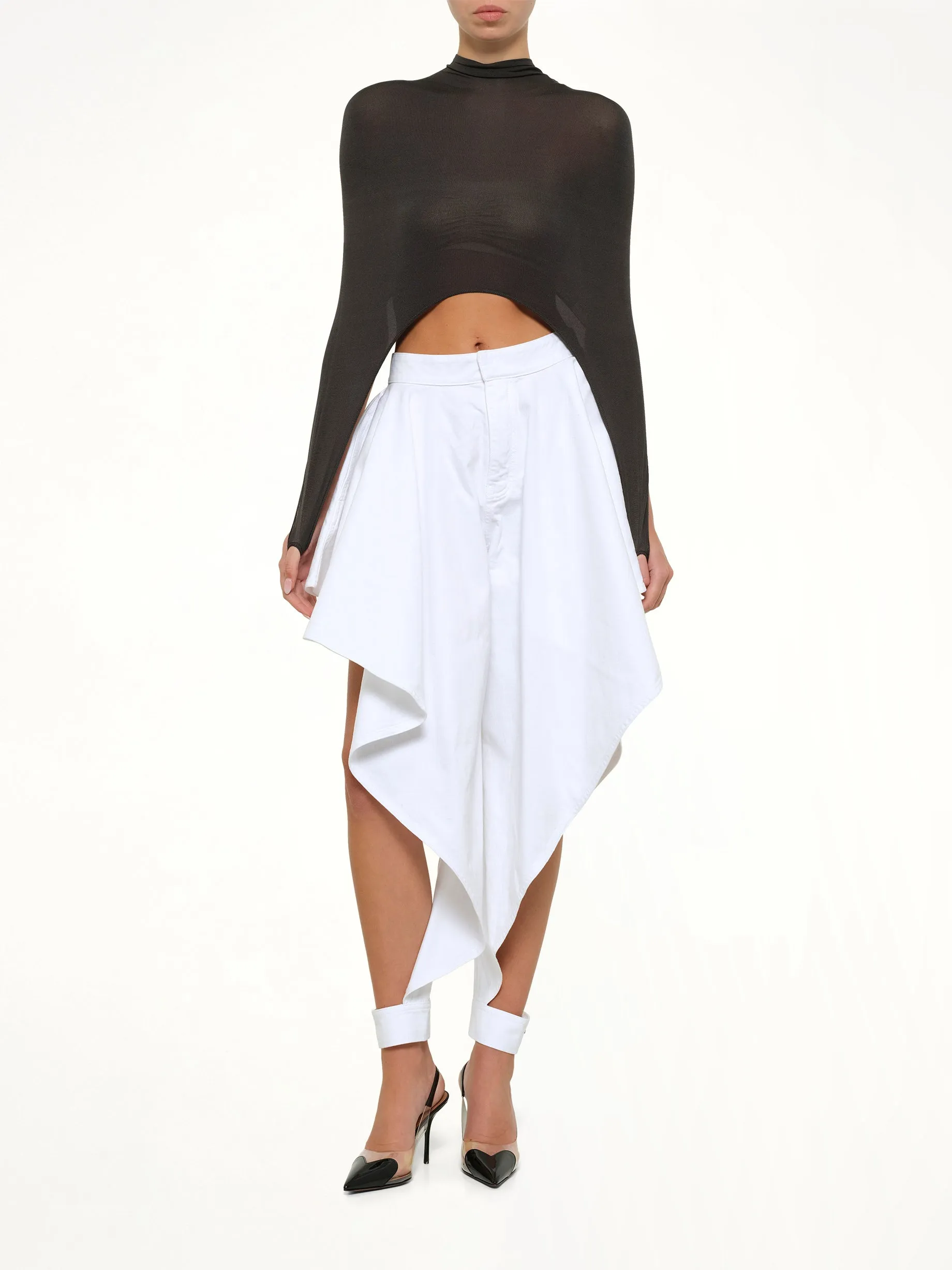 Panelled Pants in White Denim sold by MARAIS product image thumbnail 4