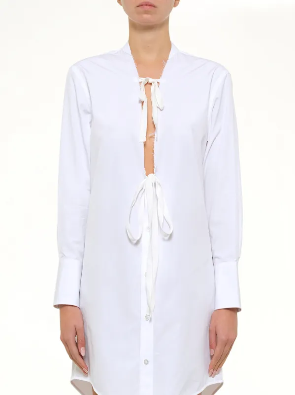 V Neck Midi Dress in White made by Maison Margiela