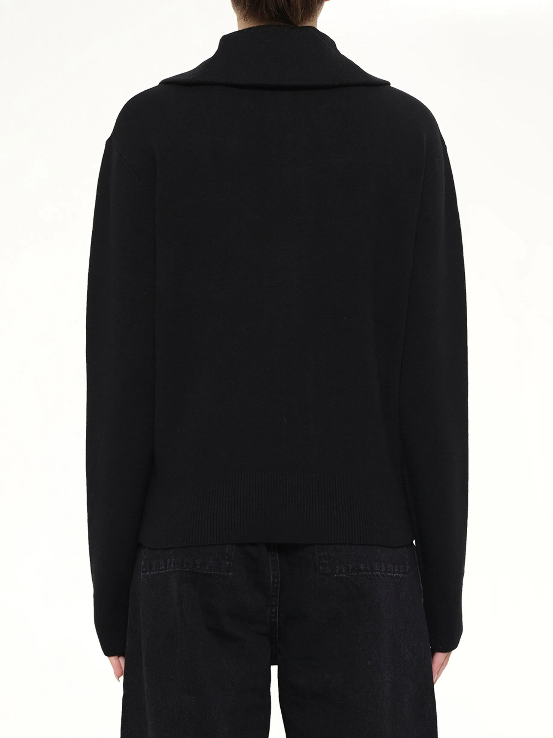 Knit Zip Up Jacket in Black sold by MARAIS product image thumbnail 5