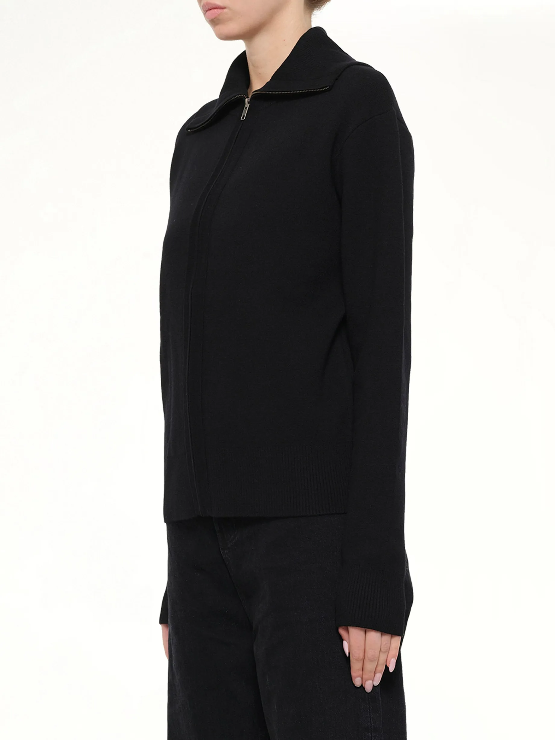 Knit Zip Up Jacket in Black sold by MARAIS product image thumbnail 3