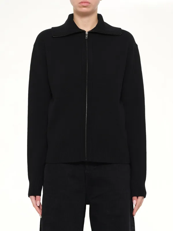 Knit Zip Up Jacket in Black made by Entire Studios