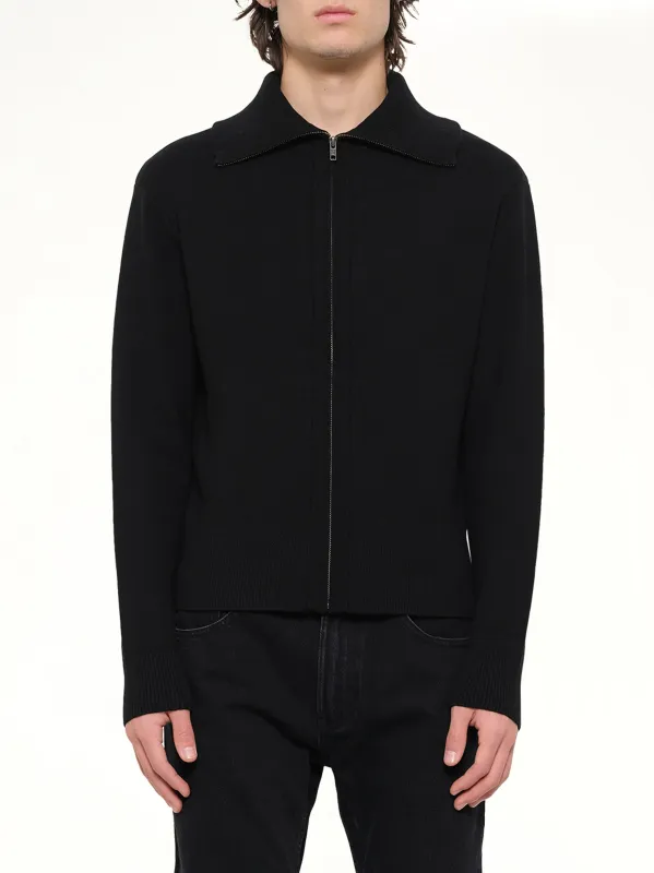 Knit Zip Up Jacket in Black made by Entire Studios