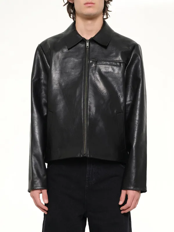 Cowhide Jacket in Black Leather made by Entire Studios