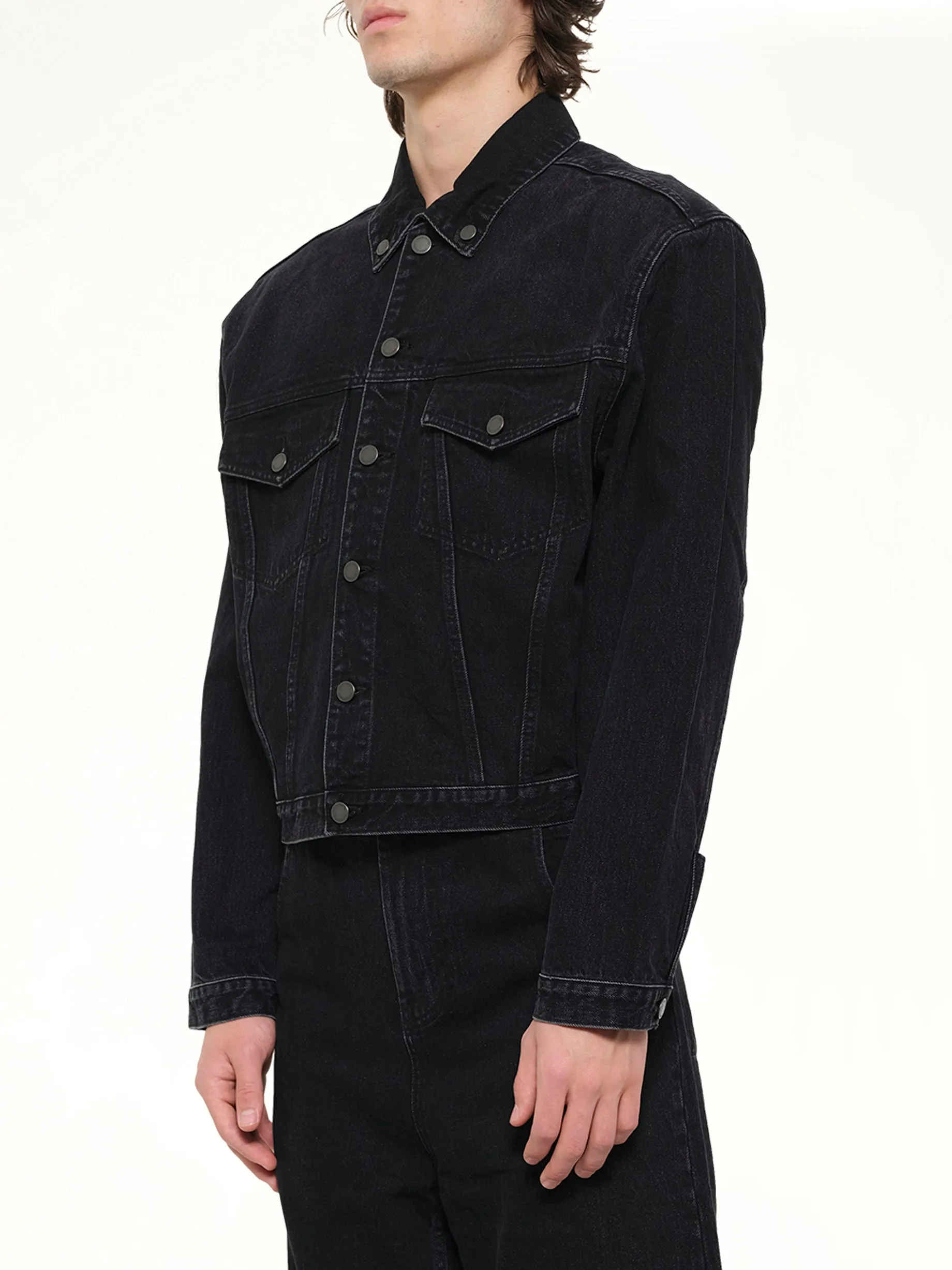 Shrunken Denim Jacket in Magnetite sold by MARAIS product image thumbnail 3