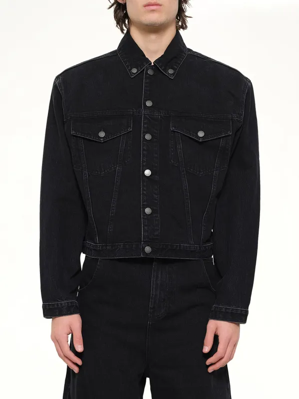 Shrunken Denim Jacket in Magnetite made by Entire Studios