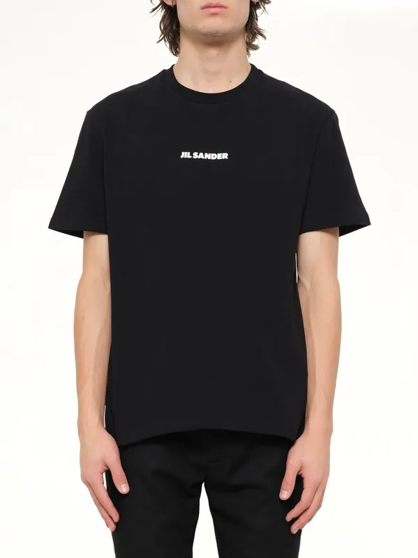 Crewneck Small Logo  T-Shirt in Black made by Jil Sander