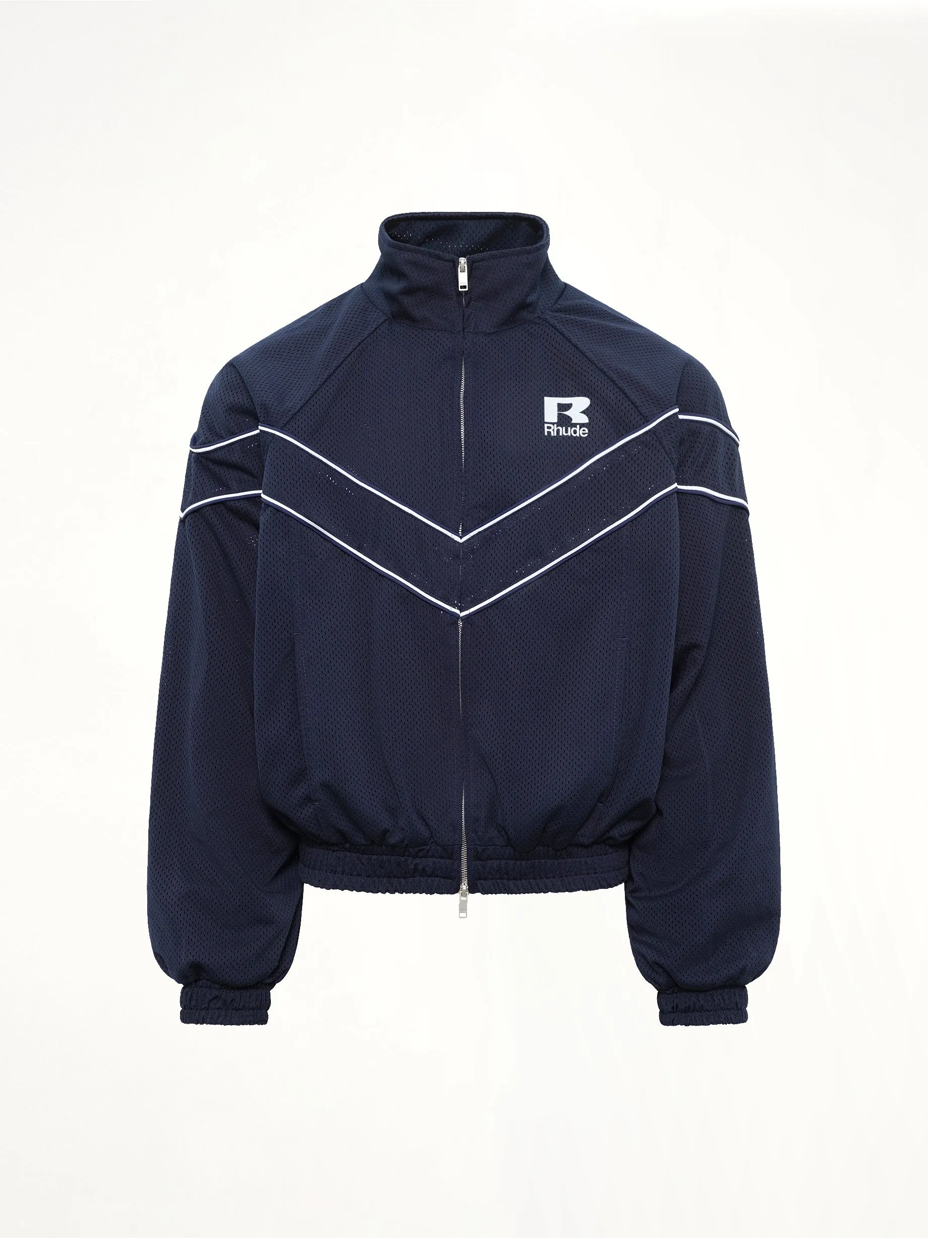 Rhude Mesh Piping Raglan Track Jacket in Navy/White sold by MARAIS product image thumbnail 2