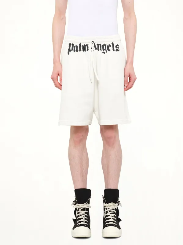 Waist Logo Sweatshorts in Off White/Black made by Palm Angels